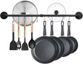 32 inch Pot Rack Wall Mounted Pan Hangers for Kitchen, Industrial Pipe Utensils Hanging Rail Iron Detachable Storage Organizer Lids Holder with 8 S Hooks, Black