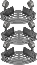 HIDEZHI Triangle Suction Cup Shower Caddy, Suction Cup Corner Shower Shelf, No-Drill Bathroom Corner Caddy, Triangle Suction Cup Corner Shelves, Removable Wall Storage Rack (Gray*3)