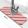 Christmas Red And White Candy Cane Swirl Stripe Striped Stripes Candycane Kitchen Sink Splash Guard Faucet Mat Super Absorbent Fast Drying Mat Sink Sink Mat For Kitchen Bathroom (15" X 5.5" )