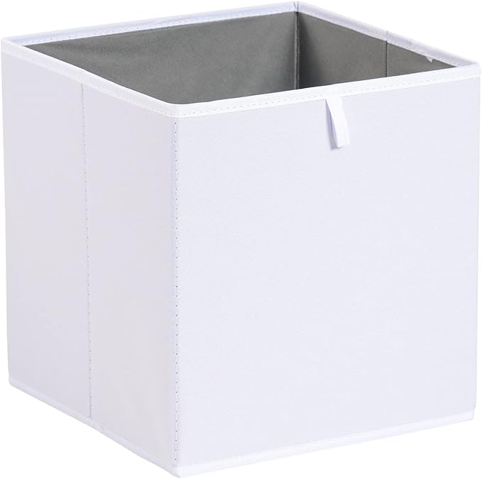 Amazon Basics Collapsible Cube Storage Organizer Bins, Closet Organizer Baskets for Shelves, Space-Saving, White, 13" x 15" x 13", 6-Pack