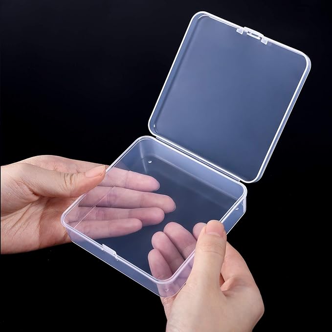 6 Pieces Mini Plastic Clear Beads Storage Containers Box for Collecting Small Items, Beads, Jewelry, Business Cards, Game Pieces, Crafts (3.7 x 3.7 x 1.18 Inch)