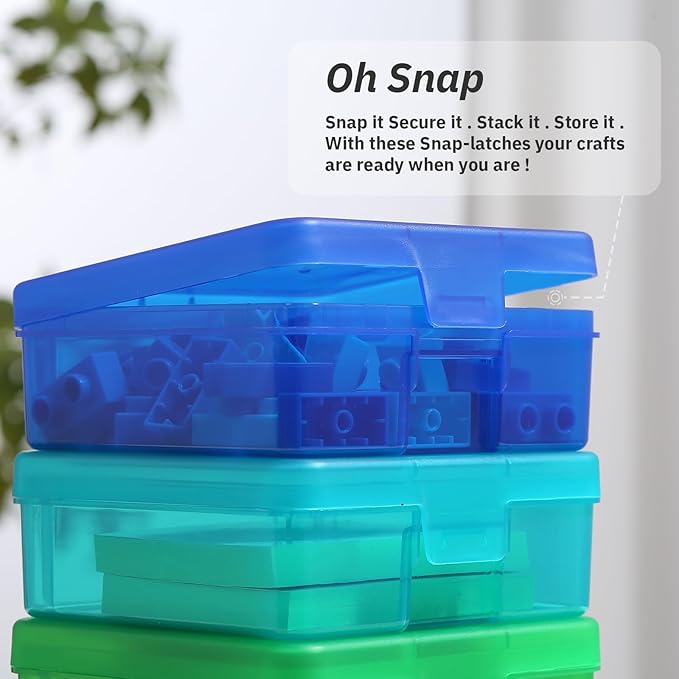 novelinks Plastic Clear Storage Containers for Organizing, Craft Storage Organizers and Stackable Storage Bins with Lids for Pencil Box, Bead, Cookie Cutter, Board Game (18 Pack Small -Color)