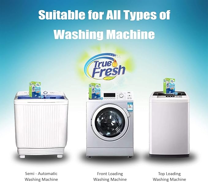 True Fresh Washing Machine Cleaner Tablets 25 Pack for Front Load, Top Loader & HE Washers, Eliminates Odor, Limescale & Grime, Deep Cleans Inside Drum Pump, Valve & Hoses – Septic Safe, 1-Year Supply