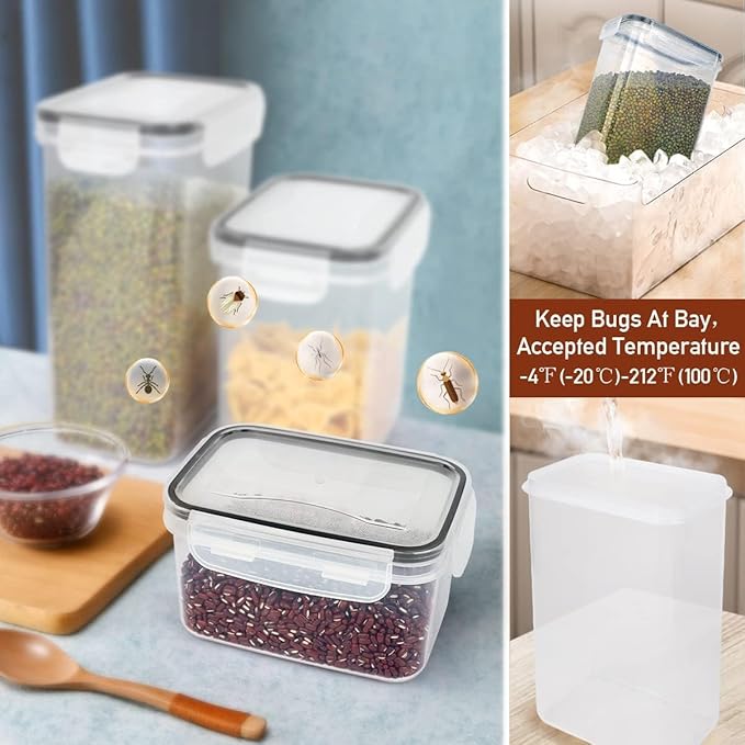 Airtight Food Storage Containers Set with Lids - 30 pack, BPA Free Plastic Kitchen and Pantry Organization, Plastic Leak-proof Canisters for Cereal Flour & Sugar - Labels & Marker