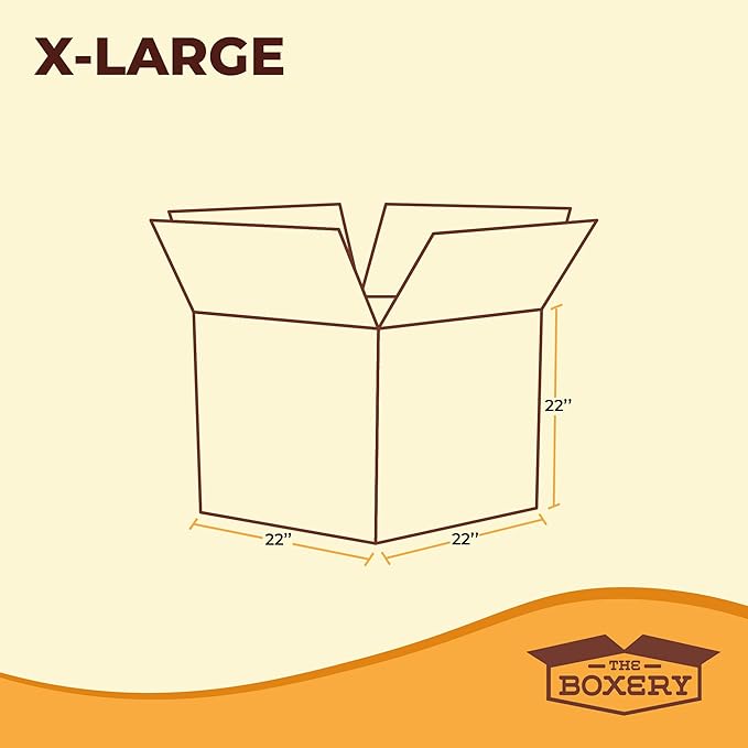 The Boxery Moving Boxes 10-Pack X-Large | 22x22x22 inch Brown/Kraft Corrugated Cardboard Packing, Moving & Storage for Business/Home – Durable - Eco-Friendly, Recyclable - Made in the USA