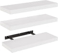 AMADA HOMEFURNISHING Floating Shelves, Wall Shelves for Bathroom/Living Room/Bedroom/Kitchen Decor, White Shelves with Invisible Brackets Set of 3 - AMFS08 | AMADA HOMEFURNISHING, Floating Shelves, Wall Shelves, for Bathroom, for Living Room, for Bedroom