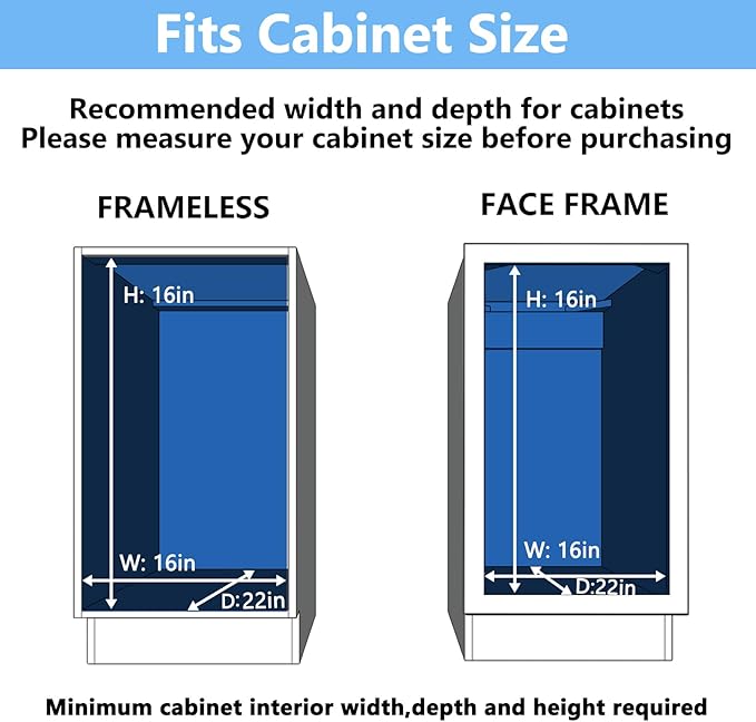 MODCART 2 Tier Individual Pull Out Cabinet Organizer 15½" W x 21½" D, Heavy Duty Cabinet Pull Out Shelves, Slide Out Drawers Organization for Kitchen Cabinets Bathroom