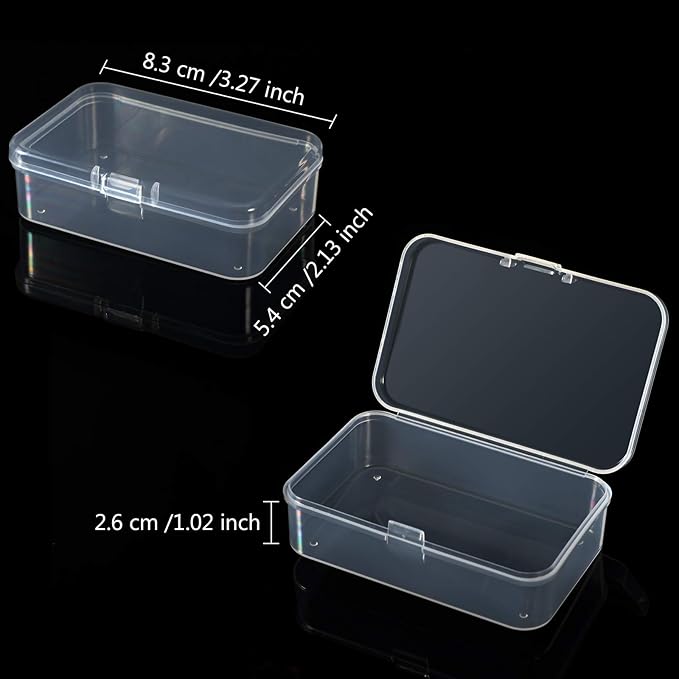 6 Pieces Mini Plastic Clear Beads Storage Containers Box for Collecting Small Items, Beads, Jewelry, Business Cards, Game Pieces, Crafts (3.27 x 2.13 x 1.02 Inch)