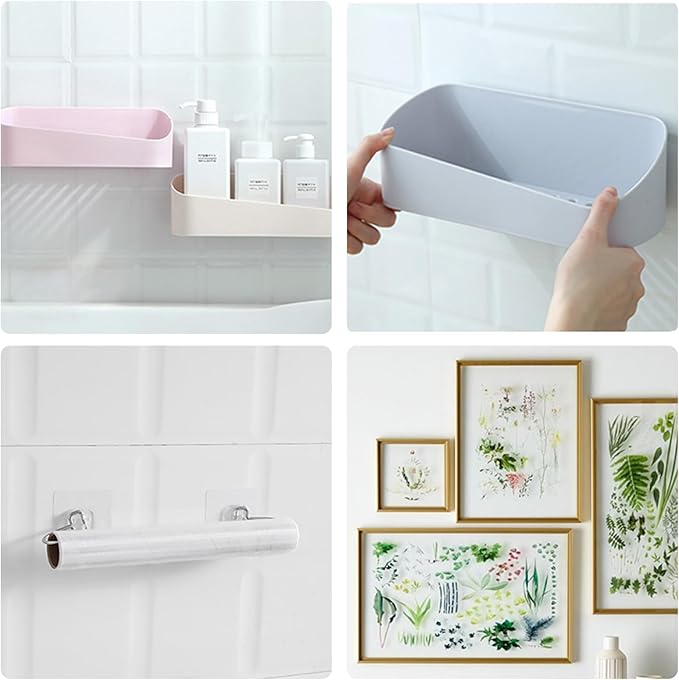 Qgond 14-Pack Shower Caddy Adhesive Replacement, Shower Shelf Adhesive, No Drilling for Corner Shelf Basket, Bathroom Storage Shelves, Kitchen Racks and Soap Holder