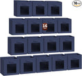 Storage Cube 11 Inch - Cube Storage Bins with Window, Closet Storage Baskets with Handle, Fabric Bins for Closet, Shelves, Toys, Clothes, Set of 16, Navy Blue