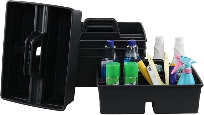 DynkoNA 6 Packs Plastic Cleaning Tool Caddy with Handle, Cleaning Supply Carry Caddy for Cleaning Products