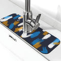 Faucet Draining Mat For Kitchen Sink, Blue Brown Color Block Diatom Mud Absorbent Drain Pad For Bathroom Kitchen Sink Splash Guard Drying Mat
