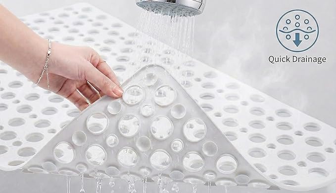 Mantto Nonslip Bath Tub Shower Mat with Suction Cups, Extra Soft TPE Bath Mat for Kids, Bathtub Bathroom Mats, Machine Washable, Smooth/Non-Textured Tubs Only, 30L x 17W Inch(White)