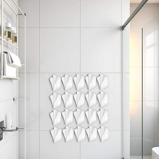 10Pcs Transparent Wall Mounted Replacement Sticky Pads for Kitchen Bathroom Shower Caddy Organizer Rack Holder Nail Free Adhesive Hooks Bathroom Accessories (Double-Sided Sticker)