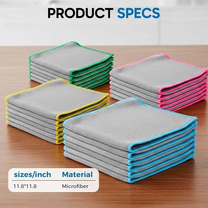 6 Pack Glass Cleaning Cloth Microfiber Cleaning Cloth, Streak Free Cleaning Dish Rags for Washing, Lint Free Microfiber Glass Polishing Cloth Towels, for House Glasses Window Stainless Steel (Pink)