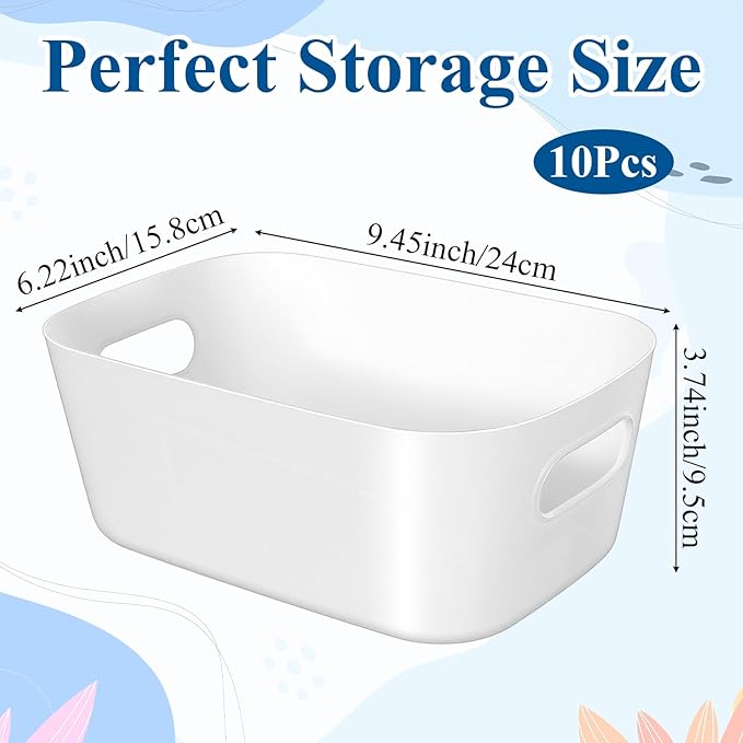 10Pcs Plastic Storage Bins, Small Pantry Baskets for Organizing, Organizer Basket Bins for Shelves, Cupboard box and Bathroom Organizer for Home, Cupboard, Kitchen, Bathroom, Office