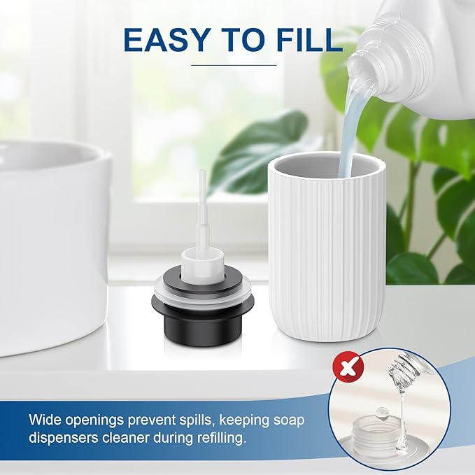Ceramic Foaming Soap Dispenser, 12 oz Bathroom Foam Hand Soap Dispenser, Refillable Lotion Soap Dispenser with Removable Pump for Kitchen Hand Wash Dispenser, Modern Home Decor(2Pack-White)