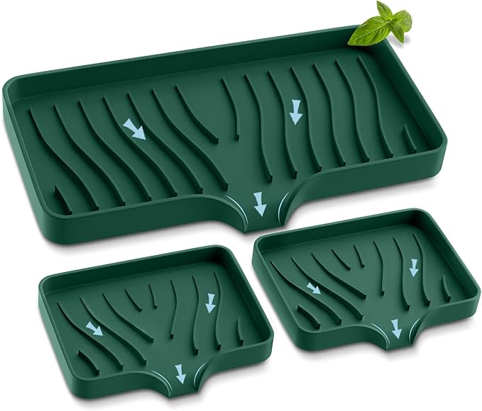 Silicone Soap & Sponge Holder - Self Draining Sink Organizer - Caddy for Bathroom or Kitchen