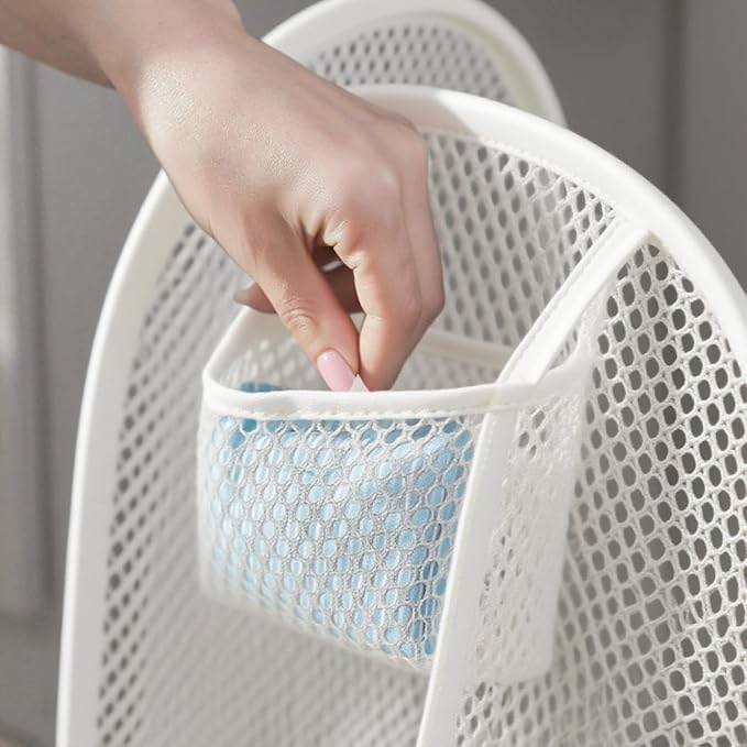 Mesh Laundry Hamper, Foldable Pop-Up Design, White (white, Large)