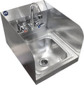 Stainless Steel Wall Mount Hand Basin with Gooseneck and Side Splash Guard. (16" x 12" Side Splash) Deep x long