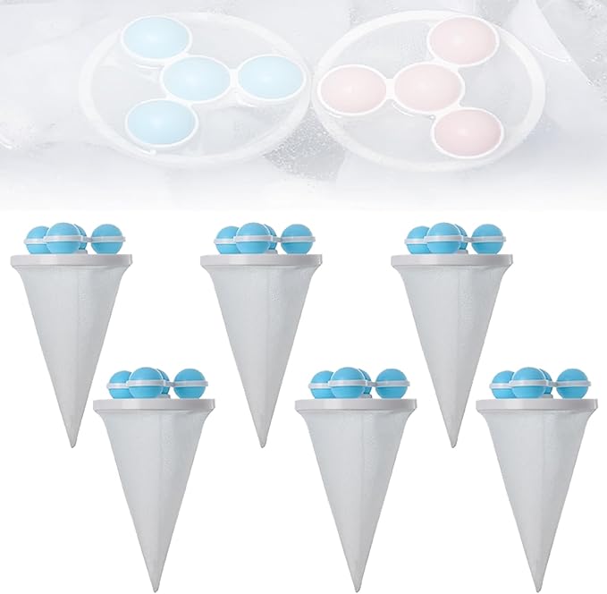 Pet Hair Remover for Laundry, Floating Hair Filtering Mesh Removal Reusable Lint Catcher for Washing Machine Wool Device, Pet Hairs Remover Hairs Filter Cleaning Mesh Bag (Blue, 6pcs)