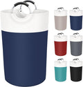 BlissTotes 115L Laundry Basket, Freestanding Laundry Hamper, Collapsible Dirty Clothes Hamper, Waterproof Fabric with Foam Protected Aluminum Handles for College, Dorm, Family (Blue)