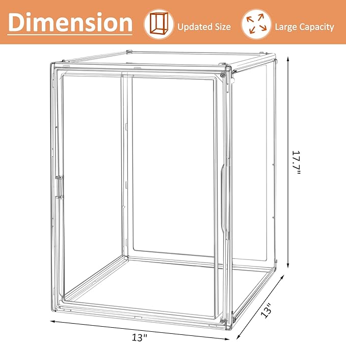 Cutora 3Pack Extra Large 17.7"X13"X13" Clear Acrylic Organizer Box Display Case, Plastic Holder with Magnetic Door for Figures, Books, Handbags, Purses, Boots