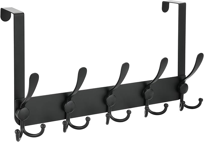 OIM OMIIOMIO Over The Door Hooks, Door Hanger for Hanging, Towel Racks for Bathroom with 15 Coat Hooks, Coat Rack Hat Rack Organizer, Towel Holder Bathroom Accessories