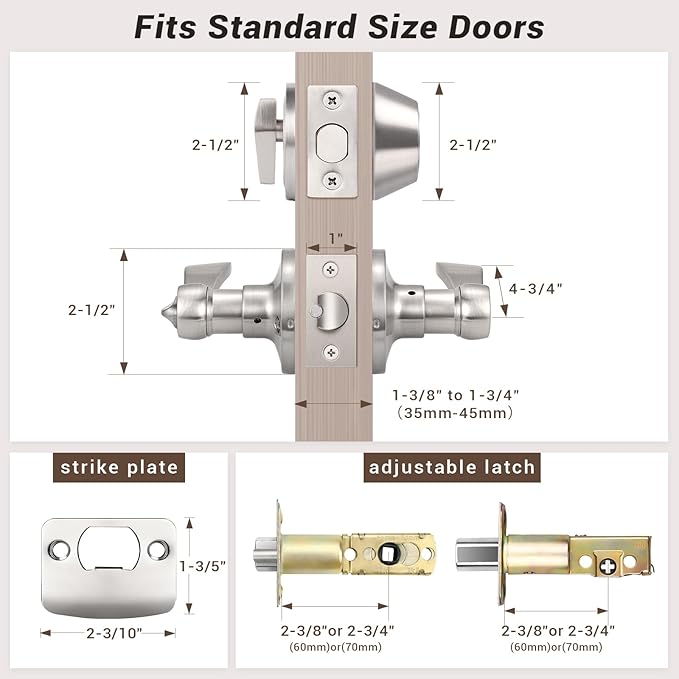 Knobonly 4 Sets of Front Exterior Door Knob Set with Single Cylinder Deadbolts in Satin Nickel Finish, All Keyed Same Combo Pack, Wave Style Entry Door Lever Locks with Combinations