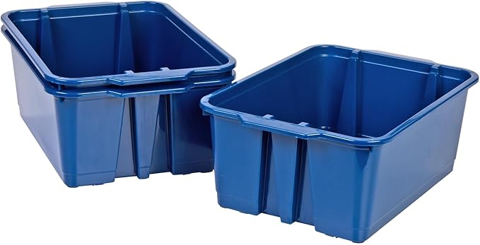 Really Good Stuff Stacking Bins, 14" x 10" x 5 .75" - 6 Pack, Navy, Stackable Storage Plastic Bins for Classroom Organization, Home Storage, Office & Hospital Supplies
