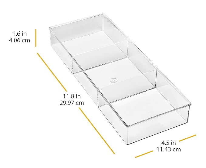 Whitmor 3 Section Small Easy Clean Clear Plastic Resin Drawer Organizer