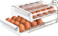 Large Capacity Egg Holder for Refrigerator, Egg Storage Container Organizer Bins, Stackable Clear Plastic Storage Egg Organizer with Handles, Household Egg Holder for Fridge(2 Layer)