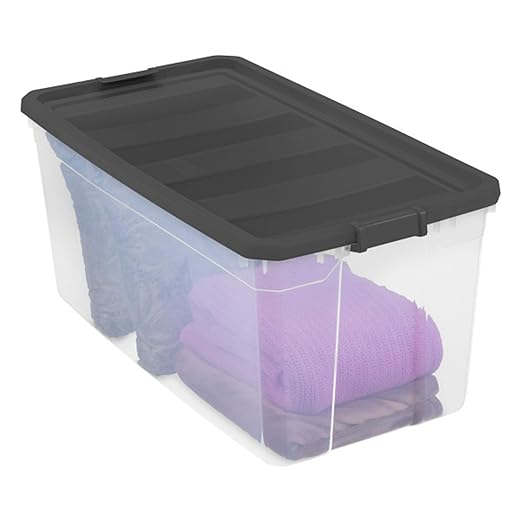 Sterilite 12-Pack Modular Stacker Box, Durable Clear Plastic Storage Bins with Latching Lids, 200 Quart - Stackable Organizing Container Boxes for Closet, Bathroom, and Office