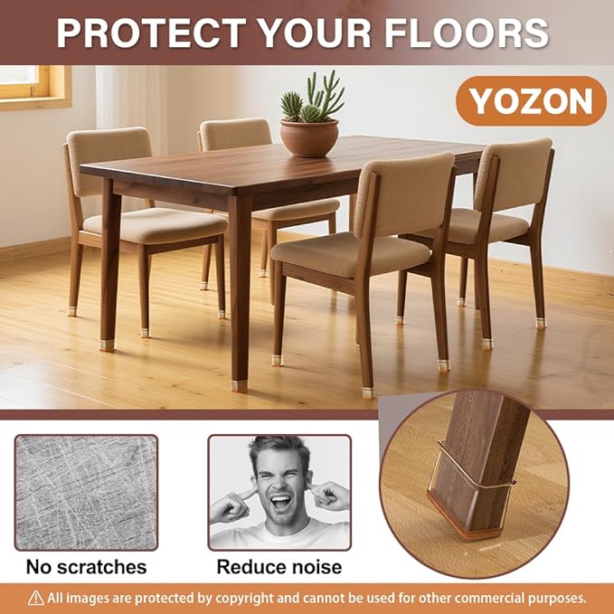 Chair Leg Floor Protectors Rectangle Chair Leg Protectors for Hardwood Floors Silicone Caps Felt Furniture Pads Covers Anti-Scratch Reduce Noise 32 Pack Clear Fit:L 1.5" -2",W 0.75" -1"