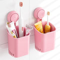TAILI Suction Toothbrush Holder, Shower Toothbrush Holder for Wall, Powerful Toothpaste Toothbrush Suction Cup, Self-draining Shower Razor Holder, Kitchen Tableware Holder, 2 Pack, Pink