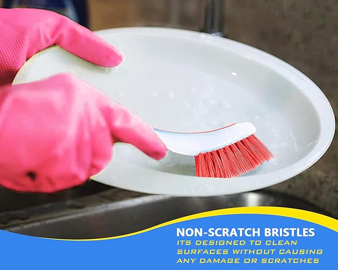 Generic 3-Piece Plastic Dish Cleaning Brush Set | Kitchen Sink Brushes for Cleaning Dishes, Pans, and Pots | Scrubbing Brush with Durable Bristles