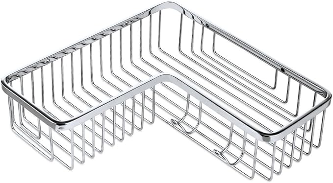 TENOVEL Shower Corner Shelf,304 Caddy Stainless Steel Rustproof,Soap Caddy Shower Organizer Wall Mounted Basket,Polished Finish，Right-Angle Basket
