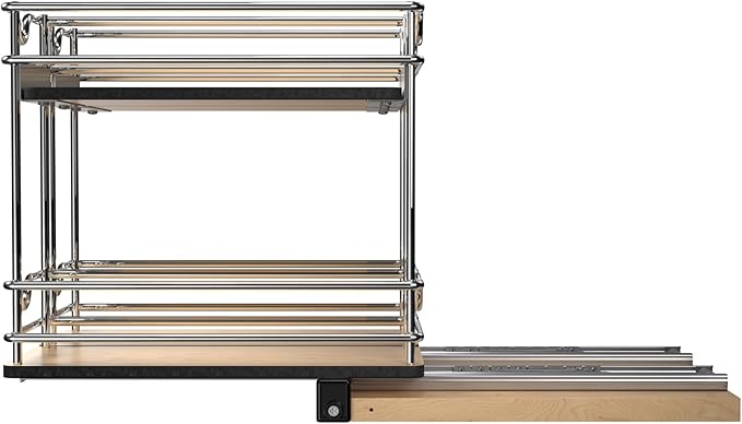 Rev-A-Shelf 2-Tier Double-Wide Pullout Kitchen Cabinet Organizer and Upright Storage for 9" and Larger Wall Cabinets with 9" W Opening, 5WU2-9W2-1