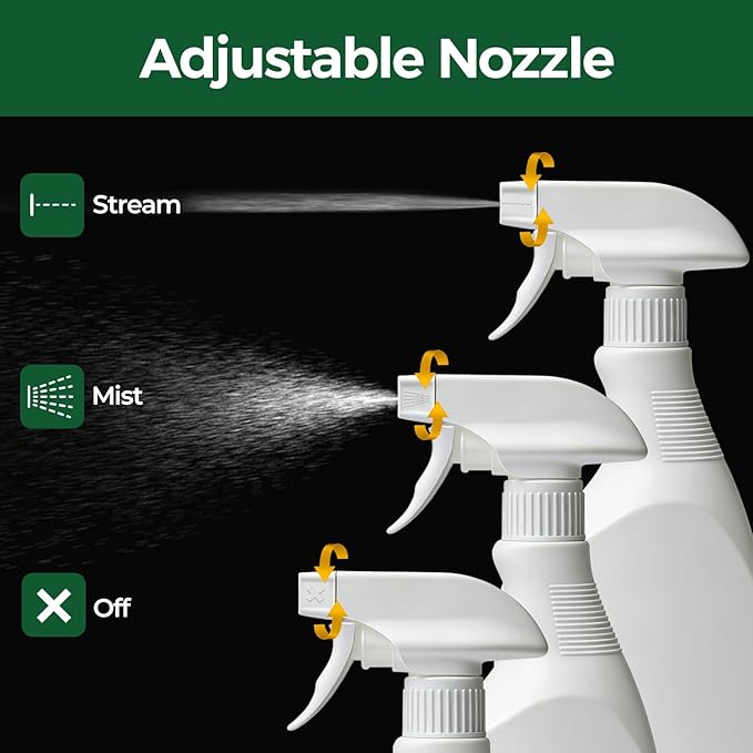 T4U Spray Bottles for Cleaning, 24 OZ Empty Spray Bottles Heavy Duty, Plastic Spray Bottles for Cleaning Solutions, Cleaning Spray Bottle for Household Cleaning Bleach, Industrial Chemical (3 Pack)
