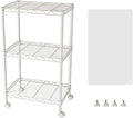 SINGAYE 3 Small Shelves Storage Shelf Wire Shelving Unit Metal Shelf Adjustable Organizers Storage Shelving with Wheels for Bathroom Laundry Room Kitchen Pantry11.5”D x 17.5”W x 30.5”H White