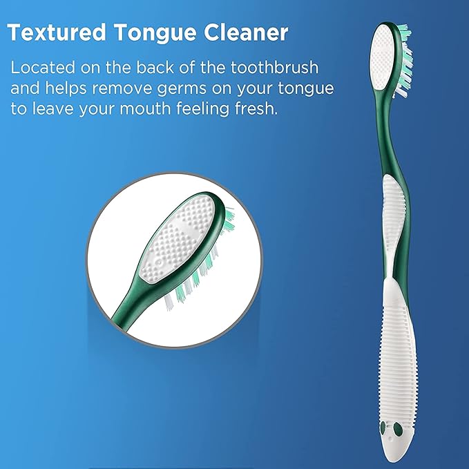 Firm Toothbrushes for Adults, Cross Hard Bristles, 6 Count