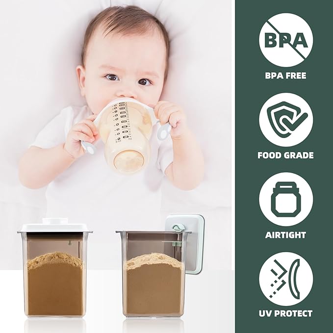 Formula Container to Go, 2300ml Airtight Baby Formula Dispenser with Spoon & Scraper, BPA-Free Travel Formula Holder for Powder, Pop-Top Milk Powder Storage, Large 800g Capacity, Brown