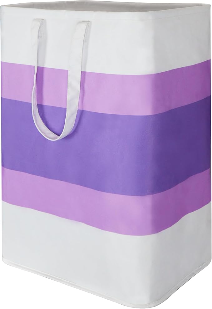 Stylish Freestanding Laundry Hamper with Waterproof Liner,72L Foldable Laundry Basket with Portable Handles Space-saving Storage Basket for Bedroom,Bathroom,Laundry Room,Easy Carry to Travel (Purple)