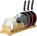 Pots and Pans Organizer Under Cabinet, Cutting Board/Baking Sheets Storage Rack, Adjustable Bamboo Pot Lid Holder, Pot Lid Organizer Inside Cabinet, Pot and Pan Organizers(Natural)