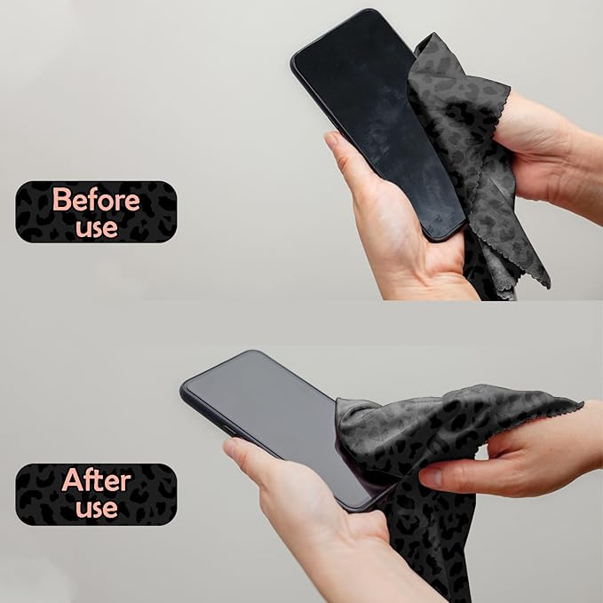 6 PCS Glasses Cleaning Cloth Eyeglass Cleaning Cloth Lens Eyeglasses Microfiber Cute Aesthetic Cloth for Unisex Women Girls Reusable Phone Screens Camera Multi-Patterns(6.3"x6.3")-Leopard