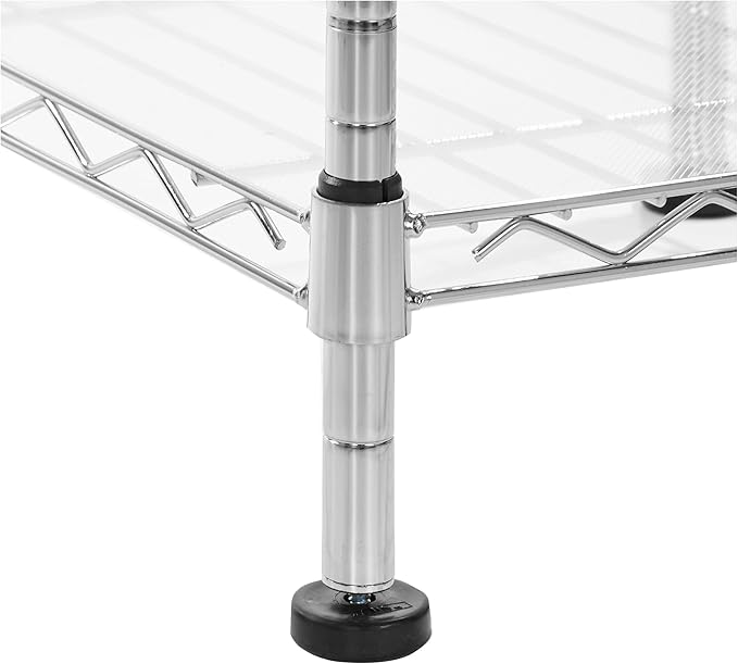 Amazon Basics Expandable Adjustable Metal Closet Organizer with Hanging Rod, Clothes Rack, Shelves, 57-80 x 14 x 72 inches (LxWxH), Chrome