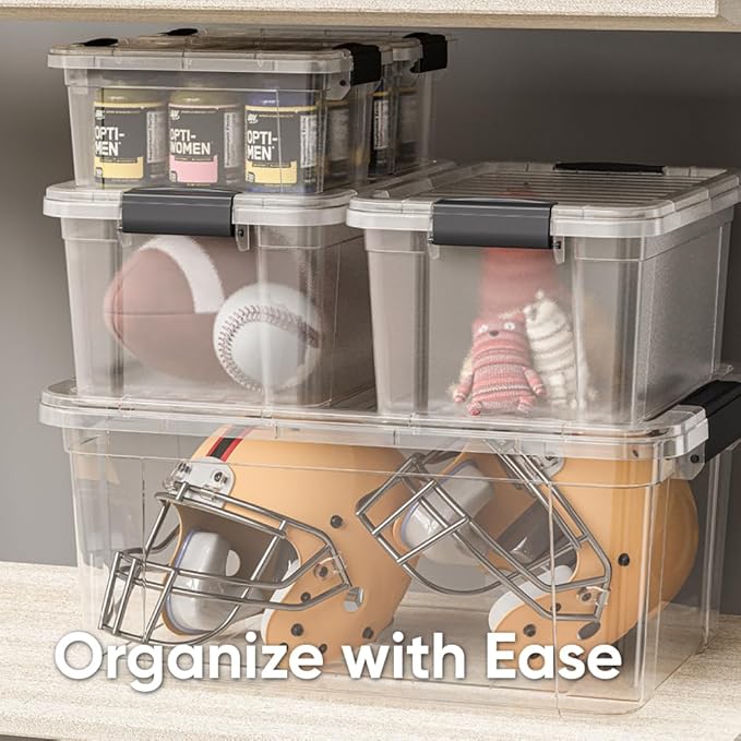 Superio Storage Bins with Lids, Clear Plastic Containers for Organizing, Stackable Totes, BPA Free, Odor Free, Organizer Boxes for Home, and Dorm (3 Pack, 36 Qt)