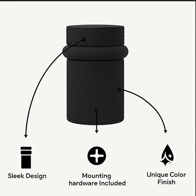 Mega Handles Knurled Floor Door Stopper, Quickly Installed Wall Protector, Wall Protectors from Door Knobs, Floor Door Stop with Mounting Hardware Included - Matte Black - 2 Inches