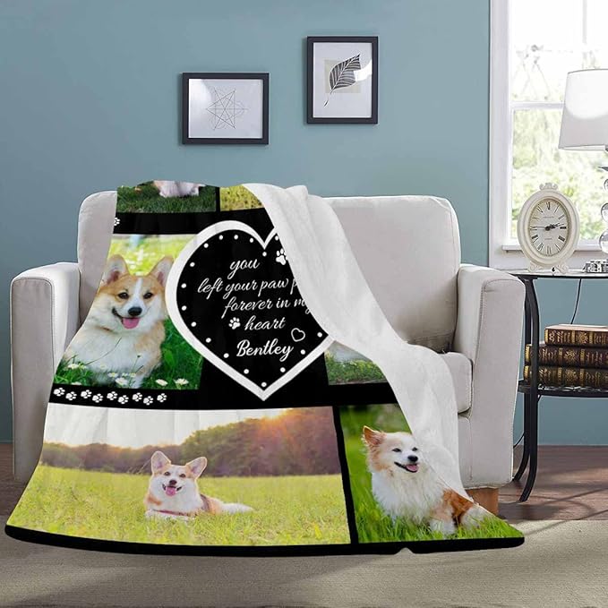D-Story Dog Memorial Blanket Personalized with Photo - Loss of Dog Memorial Gifts Customized for Men, Women - Custom Pet Loss Sympathy Remembrance Grieving Gift Bedding Blanket Design8