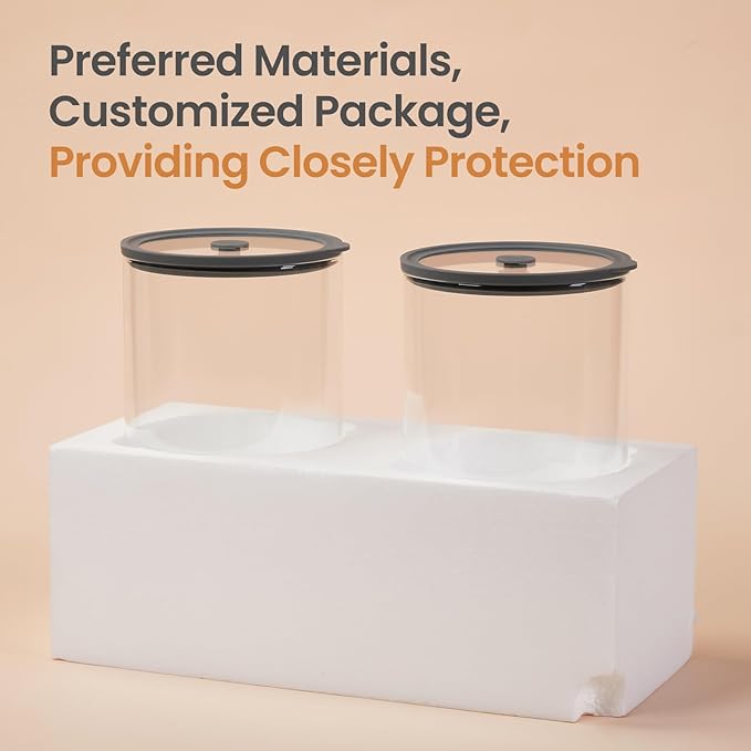 Spreccio Extra-Large Glass Flour and Sugar Storage Containers with Airtight Lids,1-Gallon(135ozx2) Big Glass Food Canister Jars with Lid,Kitchen Organization Jar Perfect for Cookies,Cereal and Eggs
